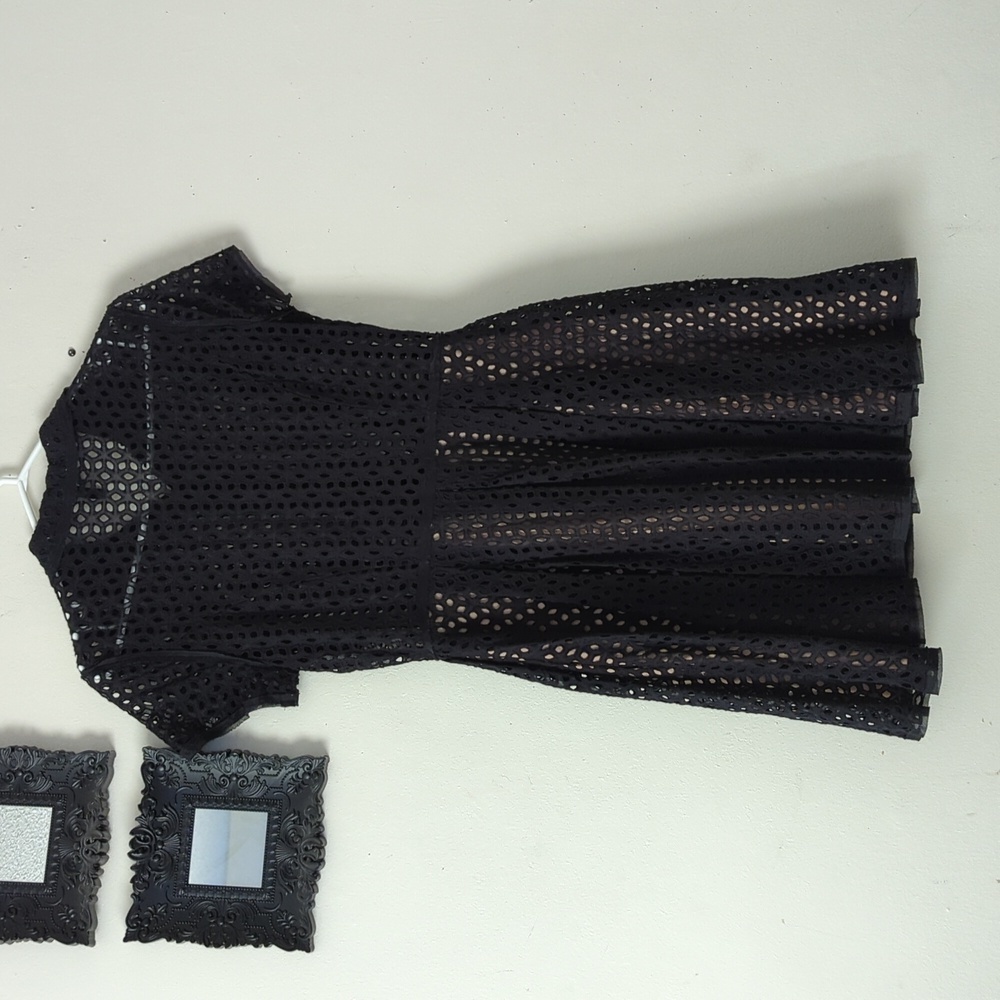 BCBG Max Azria Dasha Perforated Slip Mini Little Black Dress - Picture 6 of 12